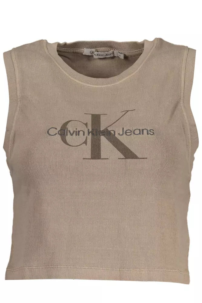 Chic Brown Sleeveless Logo Top