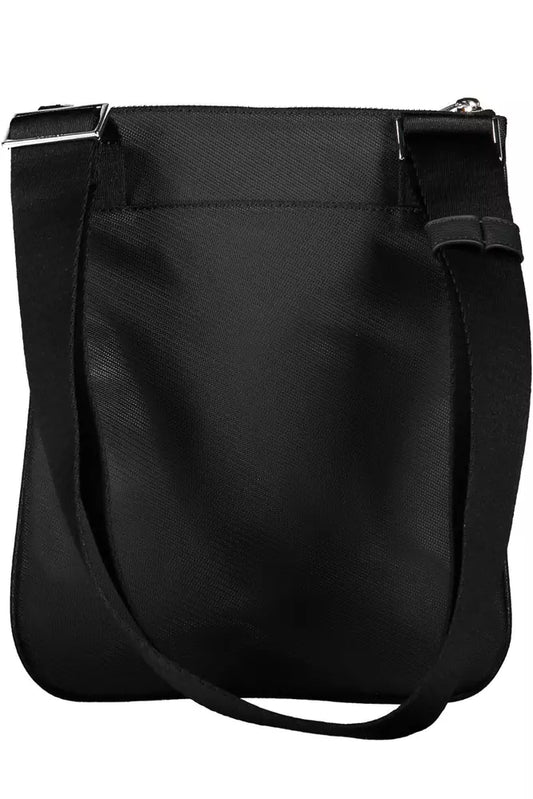 Sleek Black Shoulder Bag with Contrasting Details