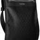 Sleek Black Shoulder Bag with Contrasting Details