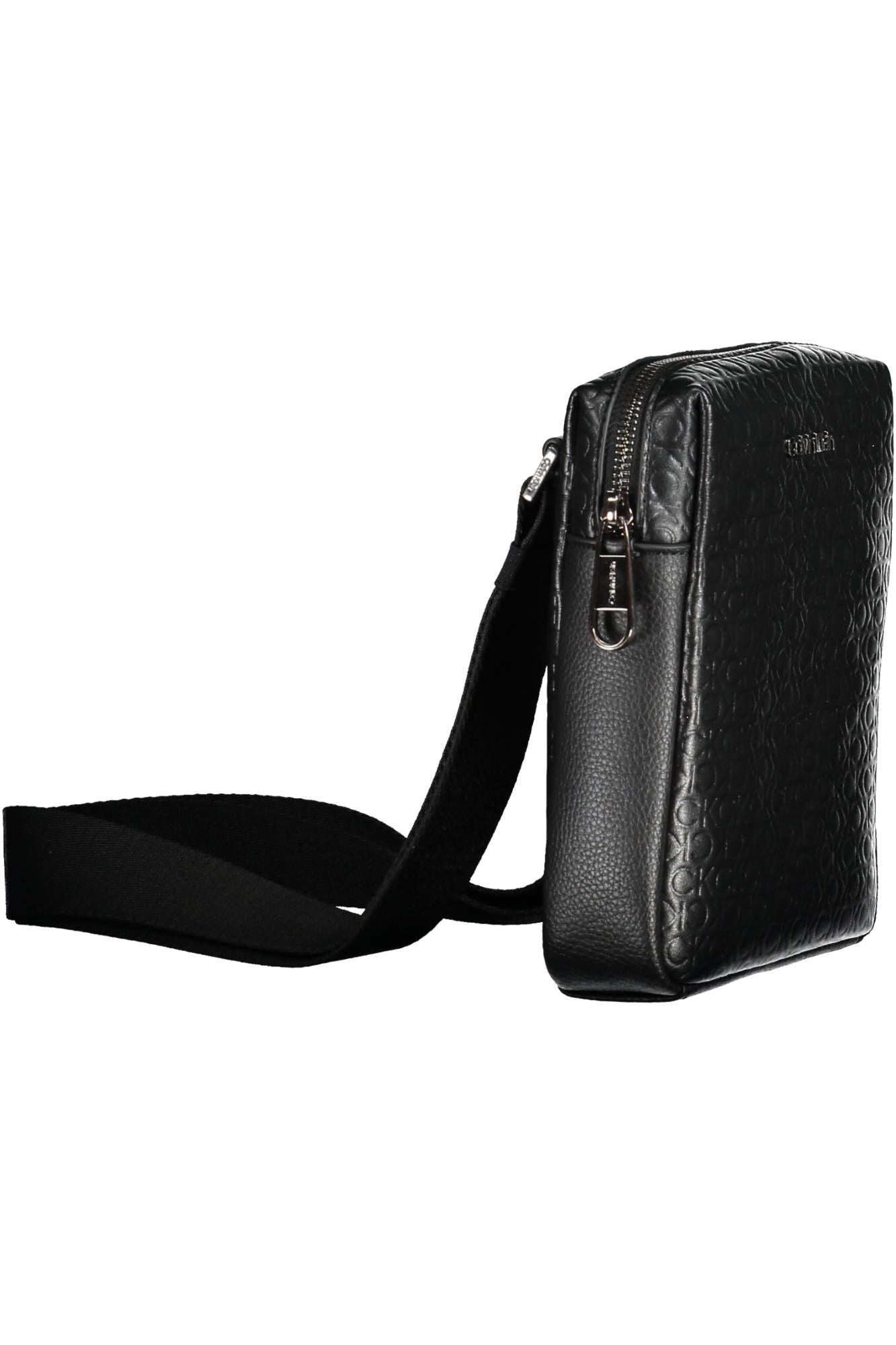 Sleek Black Shoulder Bag with Contrasting Details