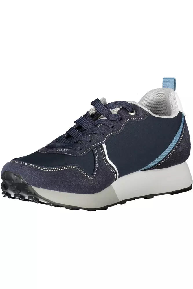 Sleek Blue Sports Sneakers with Contrasting Details