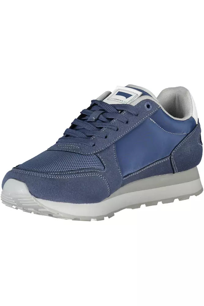 Sleek Blue Sneakers with Eco-Leather Detailing