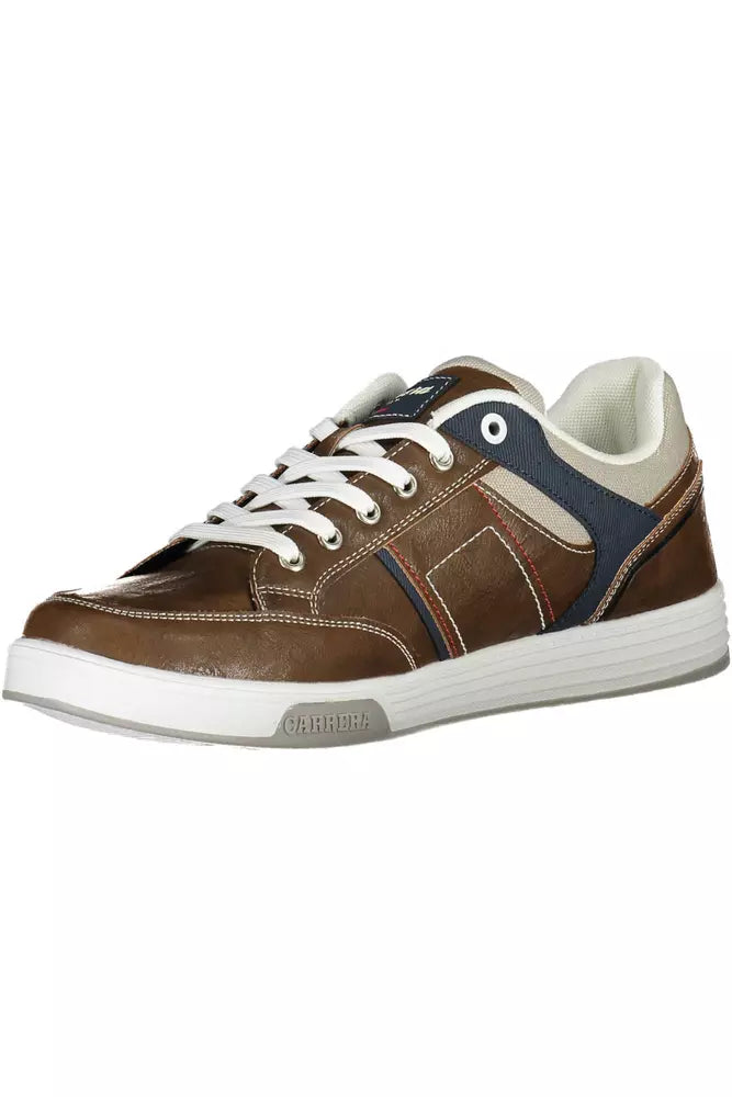 Eclectic Brown Carrera Sneakers with Contrasting Accents