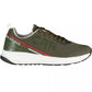 Green Contrast Lace-Up Sports Sneakers
