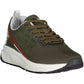 Green Contrast Lace-Up Sports Sneakers