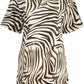 Elegant Beige Print Short Sleeve Dress