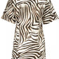Elegant Beige Print Short Sleeve Dress