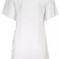Elegant White Cotton Dress with Designer Print