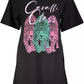 Chic Black Printed Short Sleeve Dress