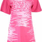 Chic Pink Print Short Sleeve Dress