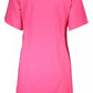 Chic Pink Cotton Short Dress with Bold Logo Print
