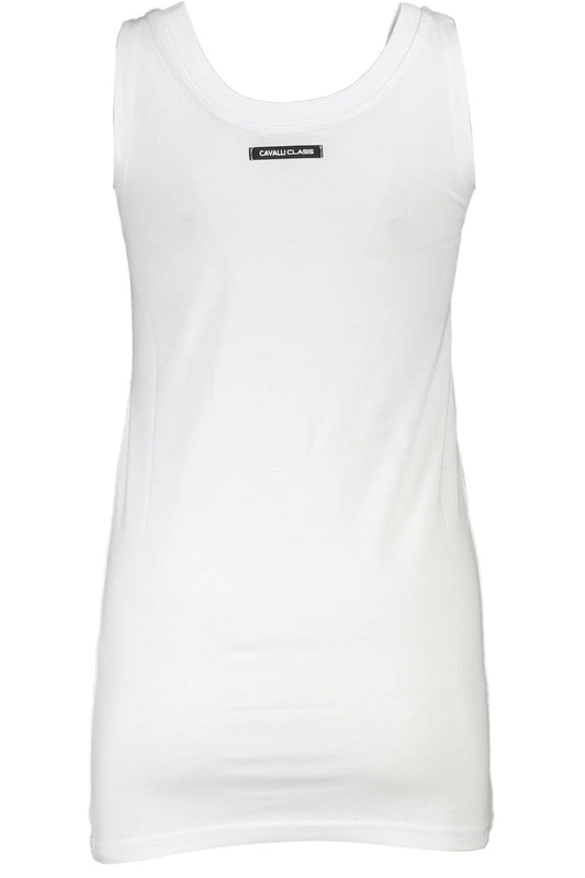 Elegant White Cotton Tank Top with Logo Print