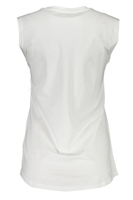 Chic White Printed Cotton Tank Top
