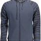 Elegant Blue Hooded Zip Sweatshirt