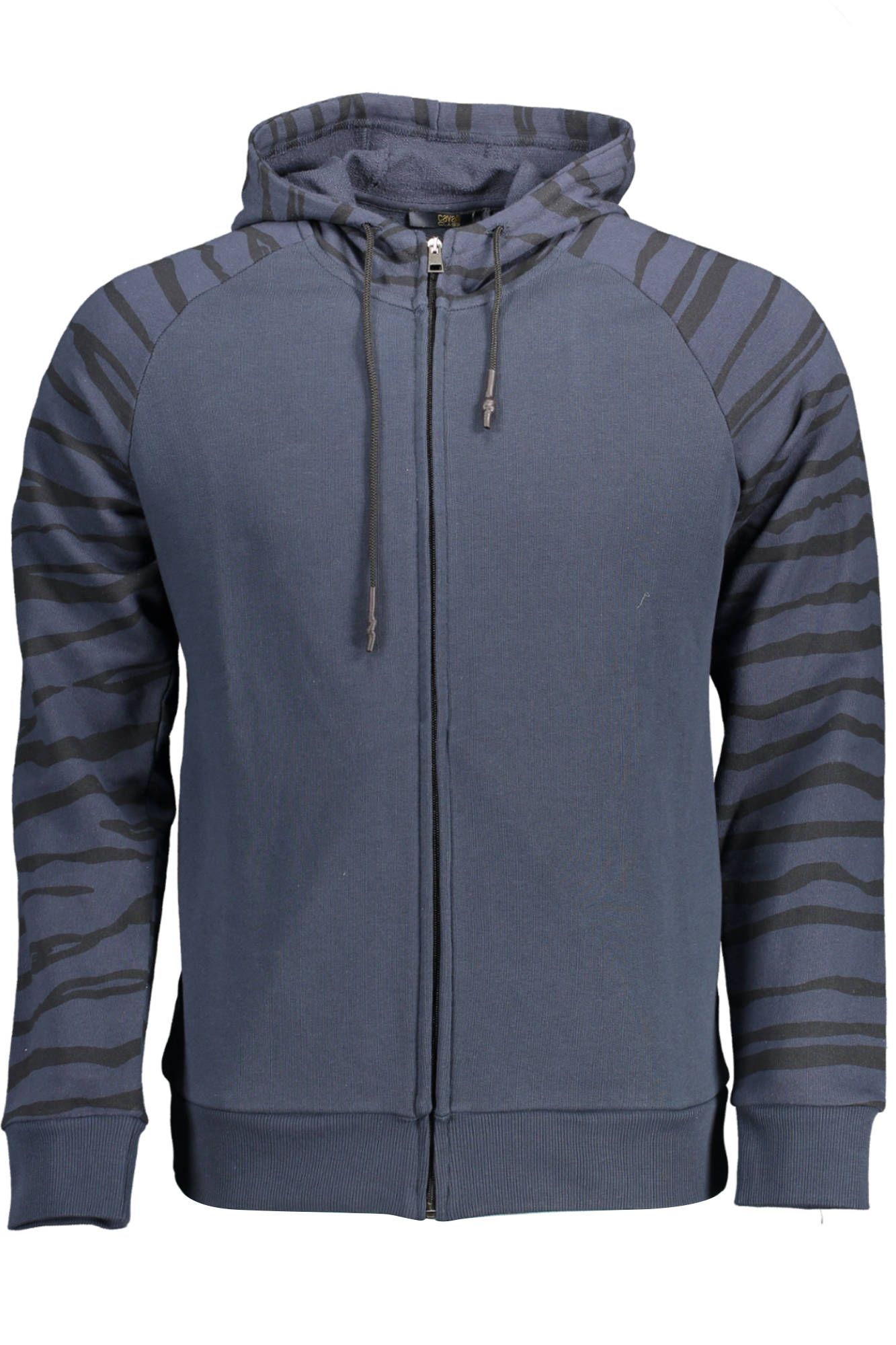 Elegant Blue Hooded Zip Sweatshirt