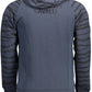 Elegant Blue Hooded Zip Sweatshirt