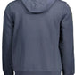 Sleek Blue Cotton Hooded Sweatshirt with Zip Detail