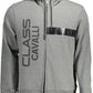 Chic Gray Cotton Hooded Sweatshirt with Logo Print