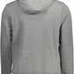 Chic Gray Cotton Hooded Sweatshirt with Logo Print