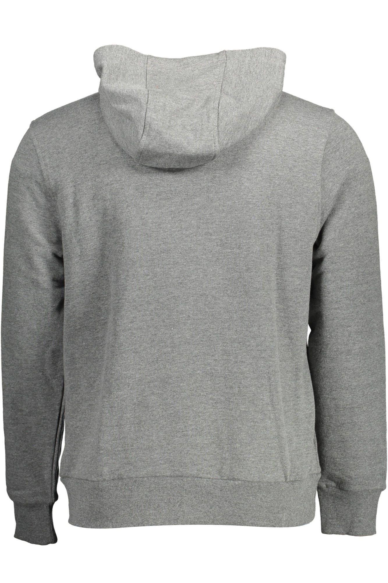 Chic Gray Cotton Hooded Sweatshirt with Logo Print