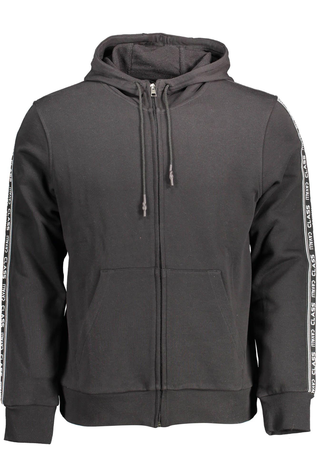 Sleek Black Hooded Sweatshirt with Contrasting Details