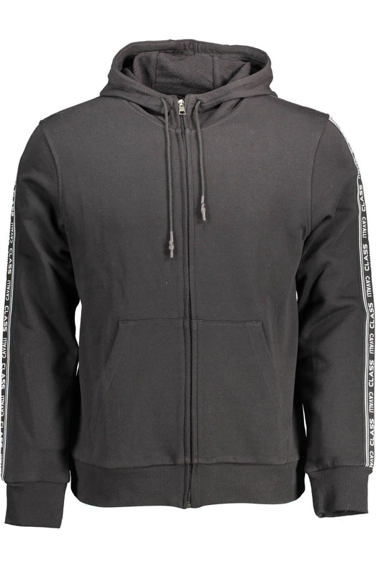 Sleek Black Hooded Sweatshirt with Contrasting Details