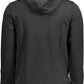 Sleek Hooded Black Sweatshirt with Zip Detail