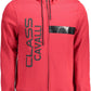 Elegant Red Hooded Sweatshirt with Unique Print