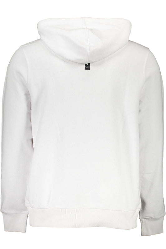 Elegant White Cotton Hooded Sweatshirt