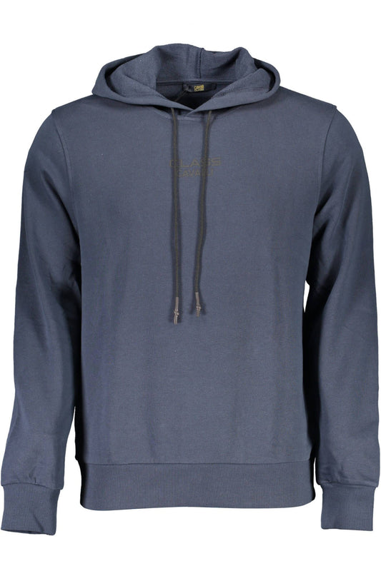 Elegant Blue Hooded Sweatshirt with Logo Print