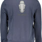 Blue Cotton Hooded Sweatshirt with Logo Print