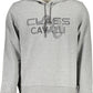 Sleek Gray Cotton Hooded Sweatshirt