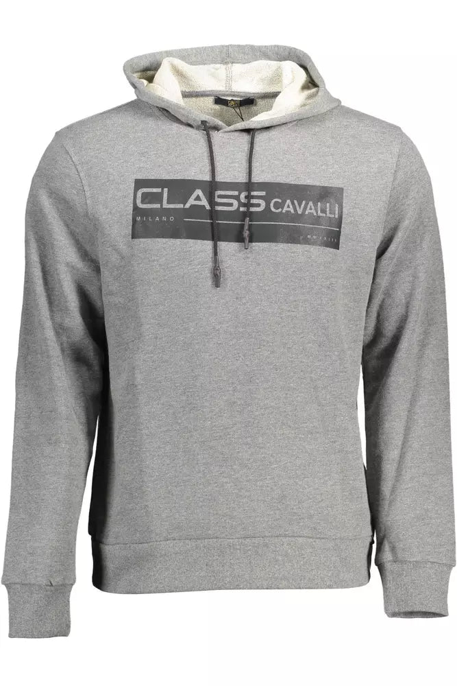 Chic Gray Hooded Sweatshirt with Signature Print