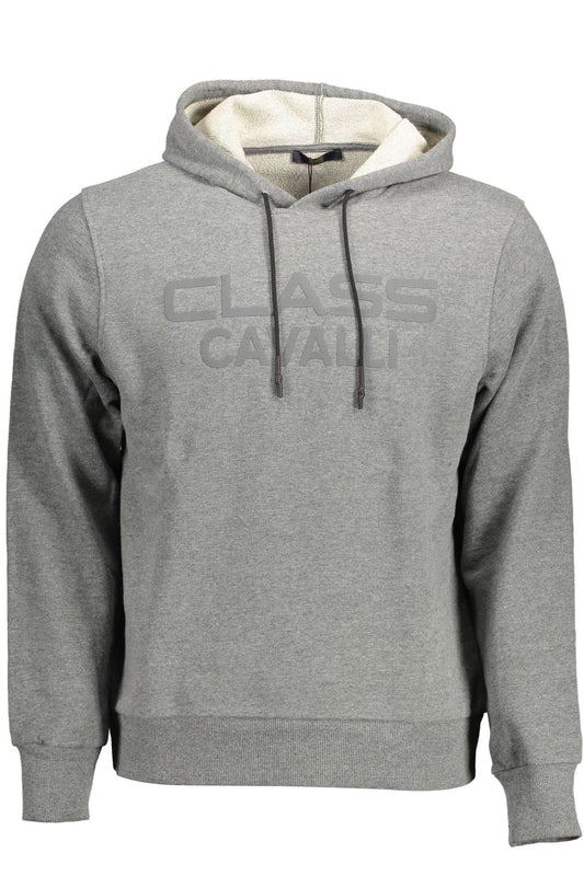 Elegant Gray Printed Hooded Sweatshirt