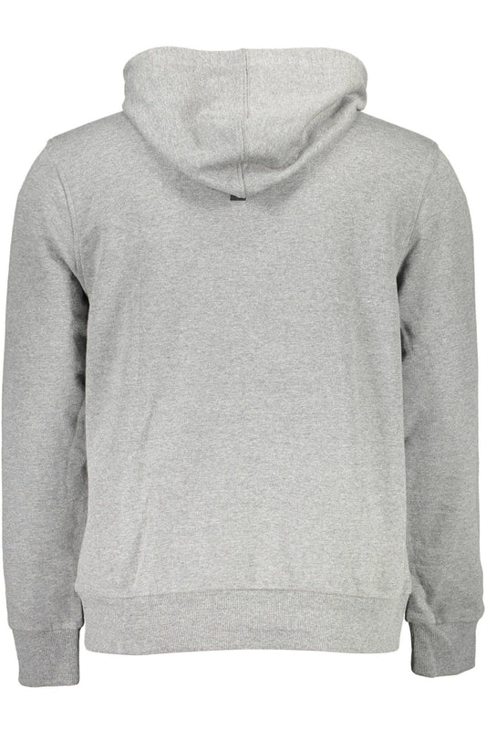 Sleek Gray Cotton Hooded Sweatshirt