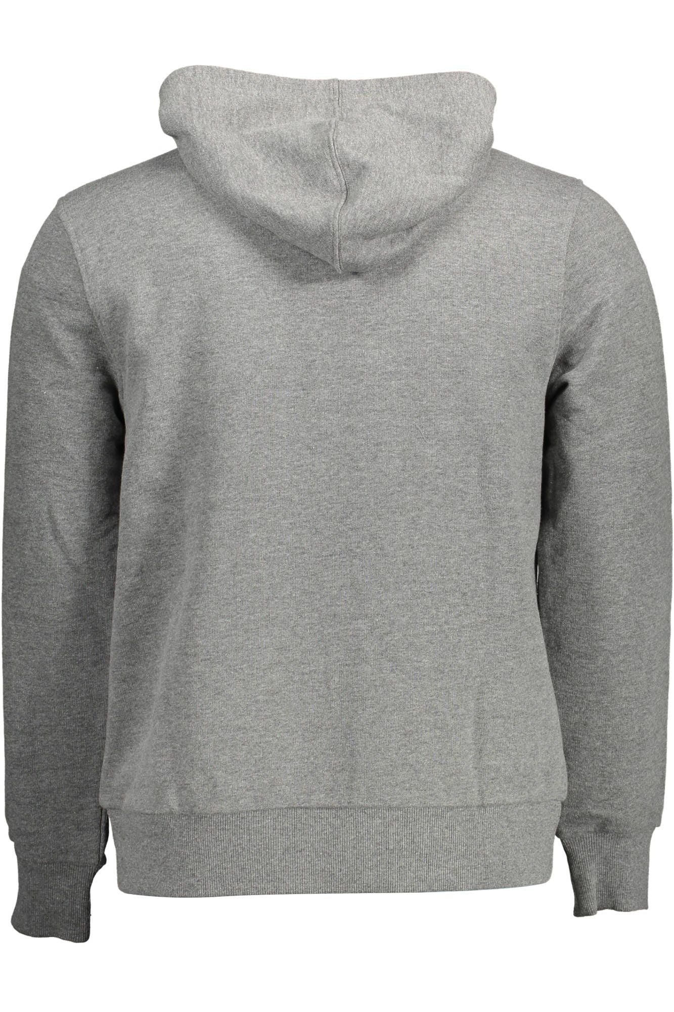 Elegant Gray Printed Hooded Sweatshirt