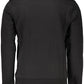 Sleek Black Round Neck Cotton Sweatshirt