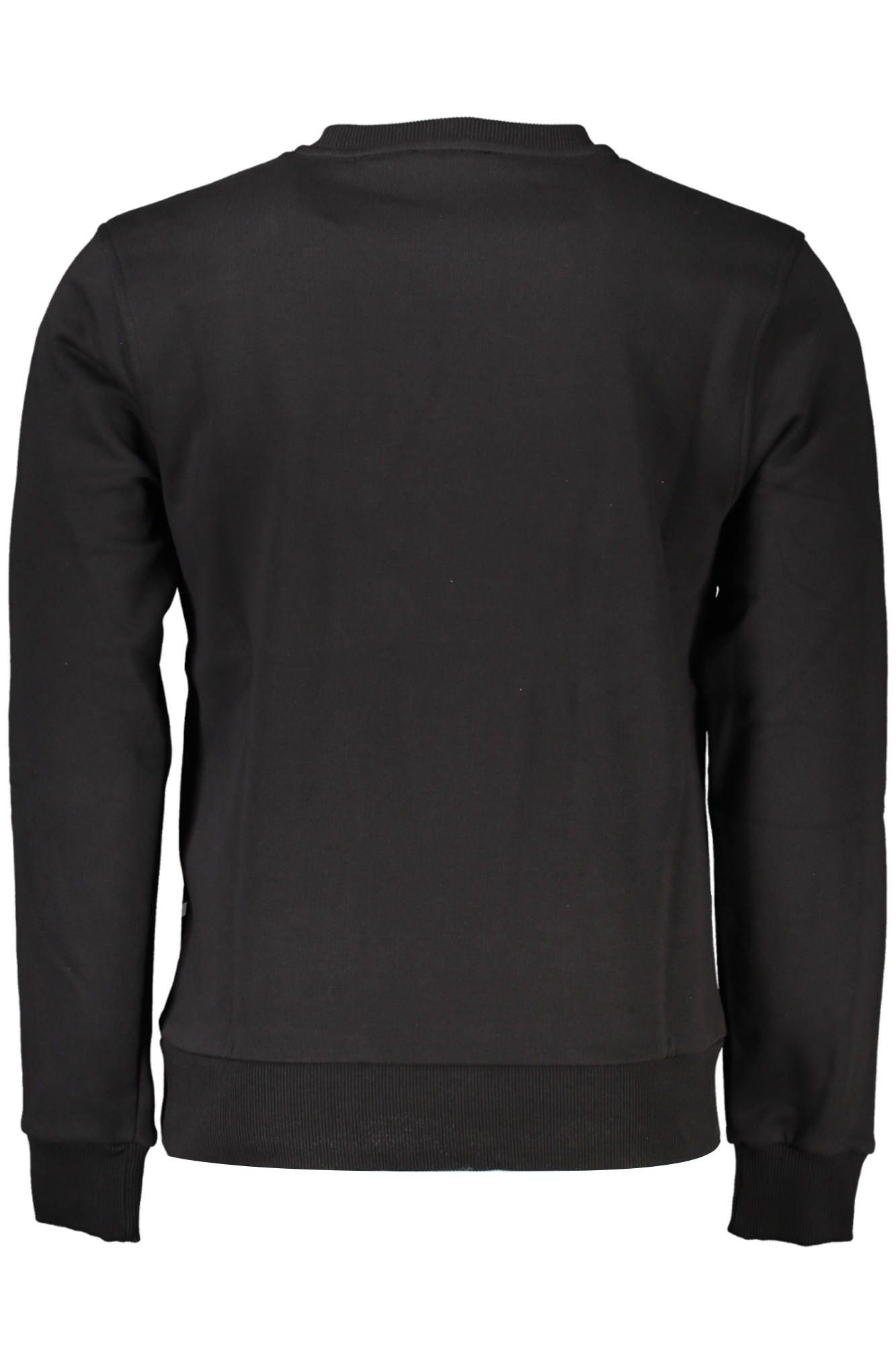 Sleek Black Round Neck Cotton Sweatshirt