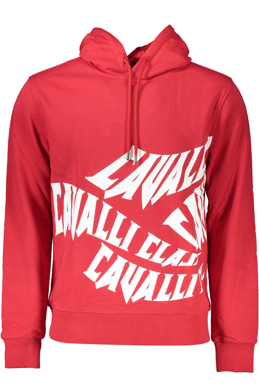 Elegant Red Hooded Cotton Sweatshirt for Men