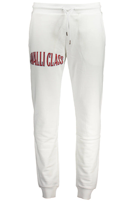 Elegant White Sporty Trousers with Ankle Cuffs