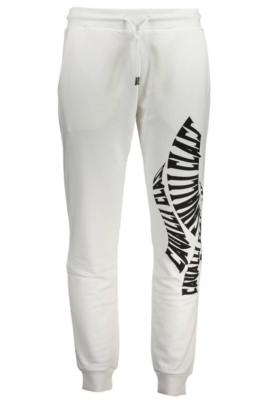 Elegant White Sporty Trousers with Ankle Cuffs