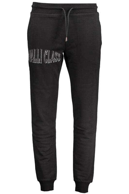 Sleek Black Sporty Embroidered Trousers