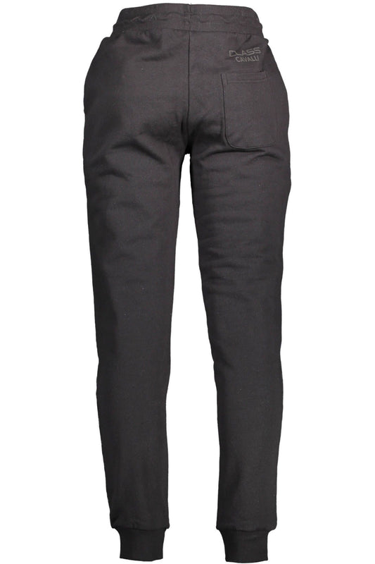 Elegant Black Cotton Sports Trousers