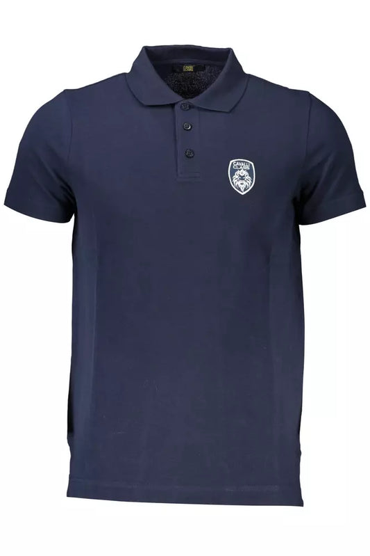 Elegant Blue Cotton Polo with Refined Embroidery