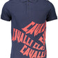 Sleek Blue Regular Fit Printed Polo Shirt