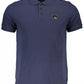 Elegant Blue Cotton Polo with Chic Detailing