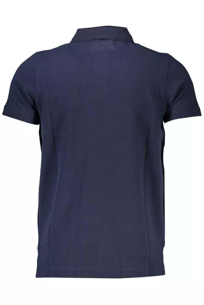 Elegant Blue Cotton Polo with Refined Embroidery