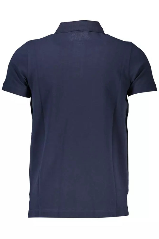 Elegant Blue Cotton Polo with Refined Embroidery