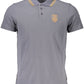 Elegant Gray Cotton Polo with Embroidery