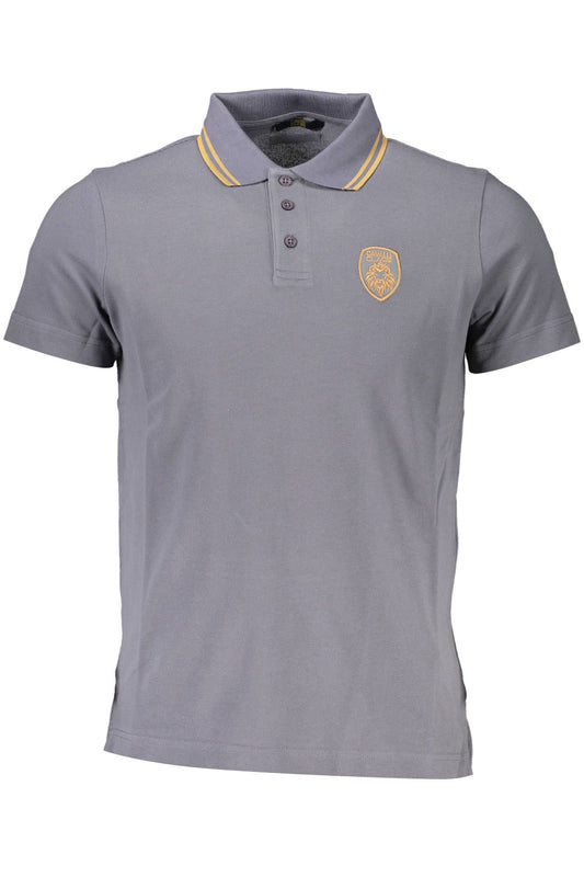 Elegant Gray Cotton Polo with Embroidery